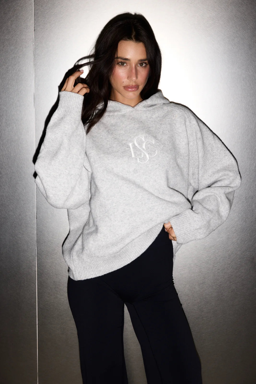 SOFT KNIT HOODIE GRIS - zdjęcie 7 z 8