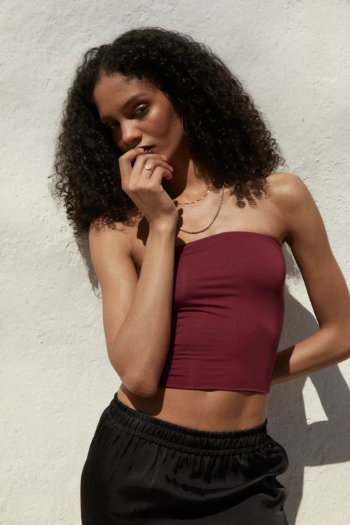 ZAHA BANDEAU TOP BORDEAUX