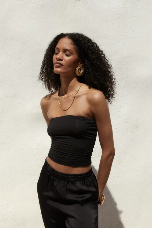 ZAHA BANDEAU TOP NOIR